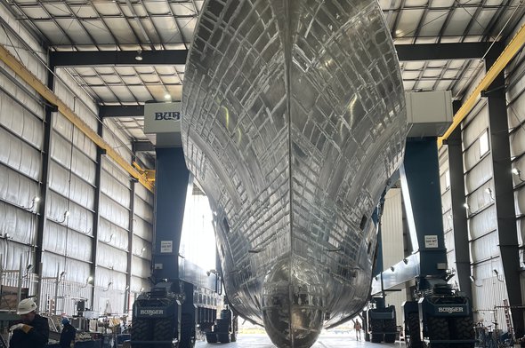 Front view of Hull 514 while in production