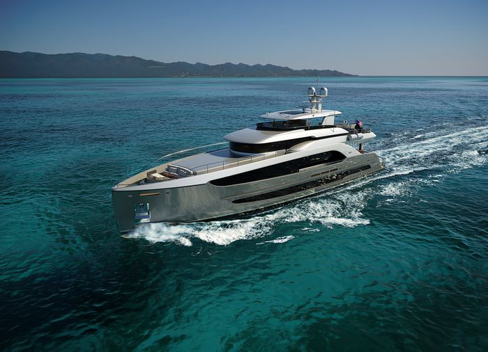 SET FREE cruiser on the water with buildings in the distance