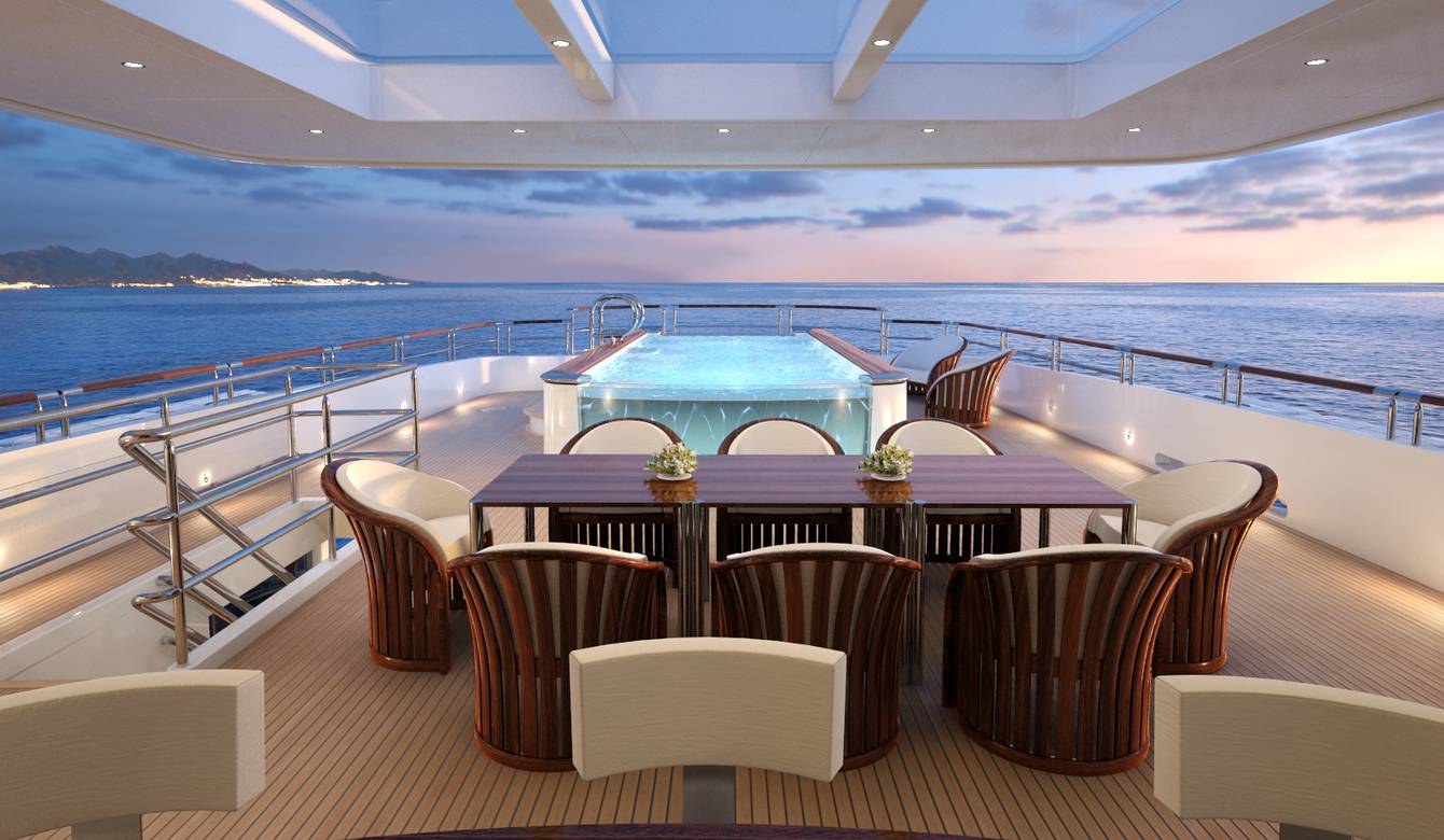 View of seating area and pool