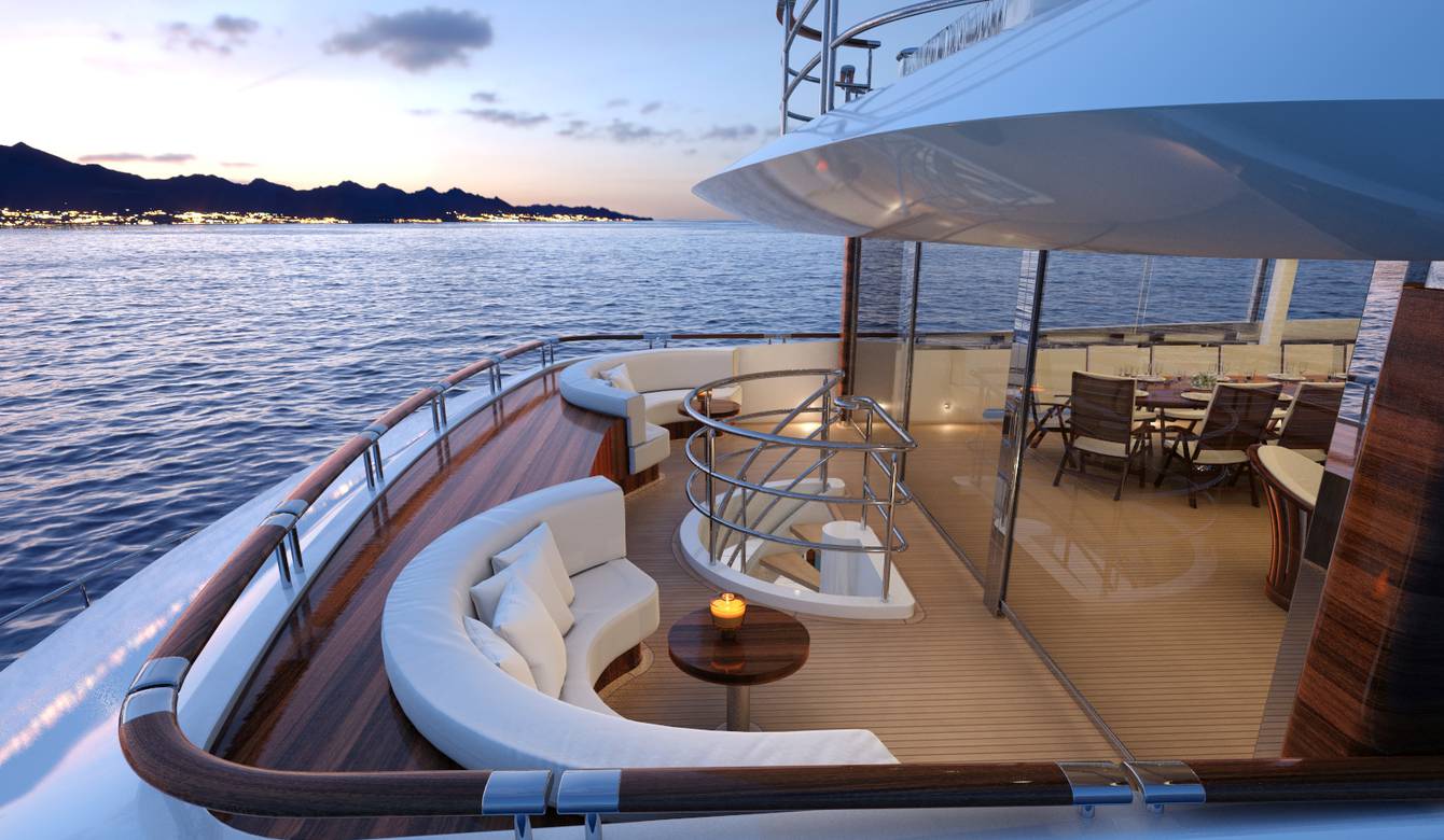 View of outdoor seating area towards back of Hull 514