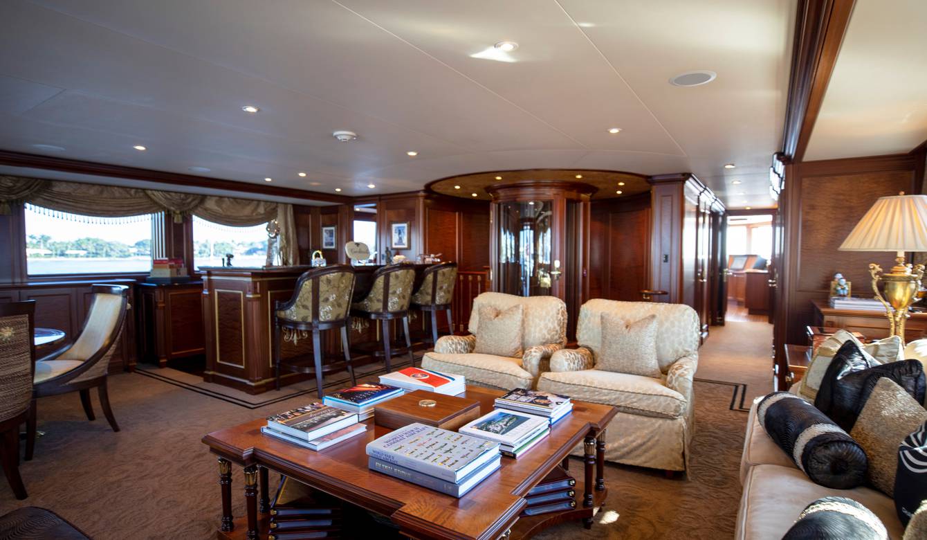 Alternate view of living room showing bar