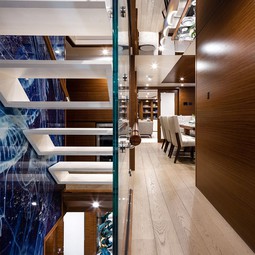 Luxurious interior hallway view of a Burger yacht
